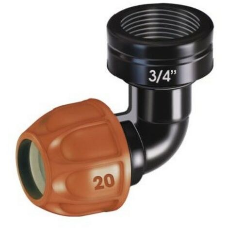 Raccord coudé pour tuyau 20mm avec filetage femelle 3-4" (1/2)