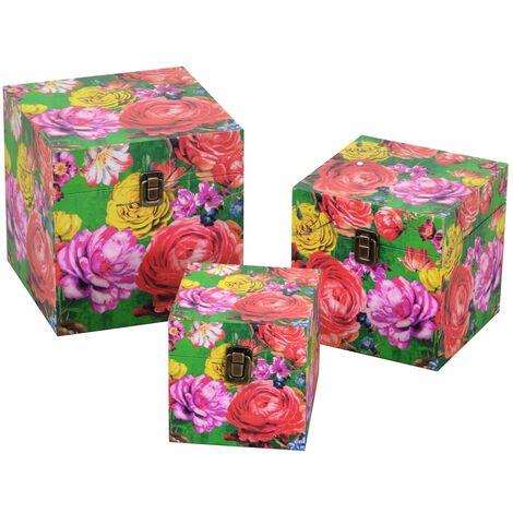Boîte en cuir écologique 1-3 carré multicolore cm22x22h22 (1/5)