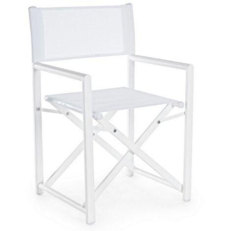 Chaise de réalisateur taylor blanche Bizzotto jardin pliante maison