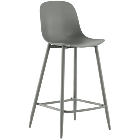 Lot de 2 tabourets en polypropylène gris clair-métal 47 cm x 37 cm H. 103 cm (1/5)