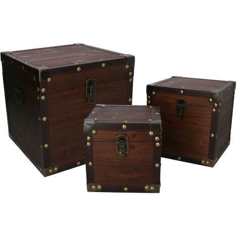 Boîte en bois éco-cuir marron (1/5)