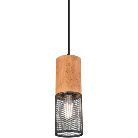 Suspension Tosh Noir 1xE27 Cage Bois Et Métal Ø10 cm Trio Lighting (1/5)