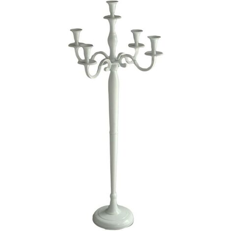 Bougeoir candélabre en aluminium blanc 5 places cm45x45h100 (1/2)