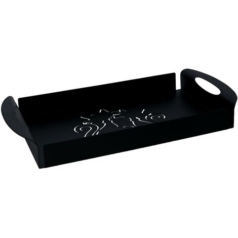 Plateau métal chat noir rectangulairecm41x20h5 (1/5)
