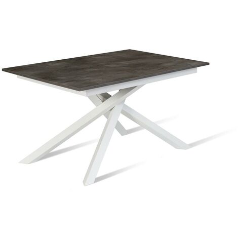 Table extensible gris-blanc en béton 90 cm x 140-190 cm H. 76 cm (1/5)