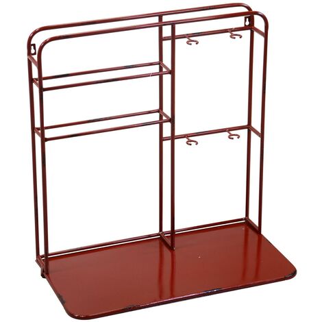 Porte-bouteille mural en métal 2 places rouge cm59x33xh62.5 (1/5)