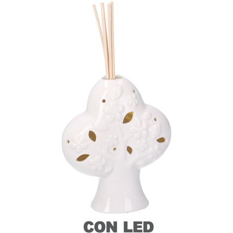 Arbre porte-essence en céramique avec led blanche cm14x14h16/24 (1/5)