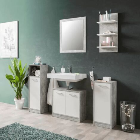 Ensemble meuble salle de bain, Blanc Mat, Blanc Brillant, 120 x 110 cm