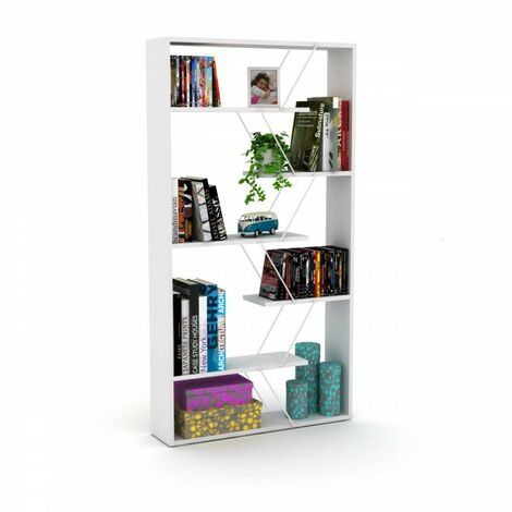 Bibliothèque moderne diviseur blanc moderne 84x22x157 cm h (1/3)