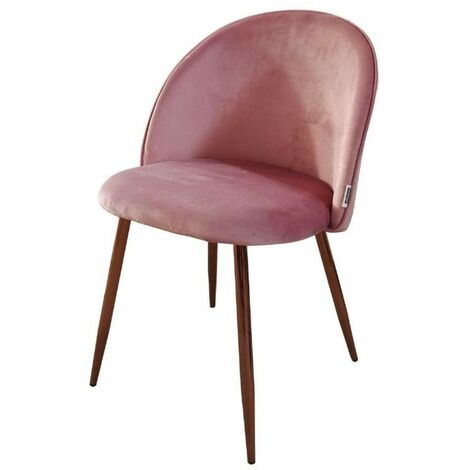 4x Chaise en tissu rose avec pieds en métal rose doré 78x47x57 cm
