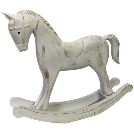 Cheval a bascule en bois blanc on sale