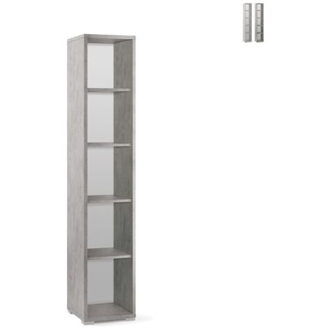 Bibliothèque haute moderne en bois Beton Cemento avec quatre étagères 39x41x h199 cm (1/4)