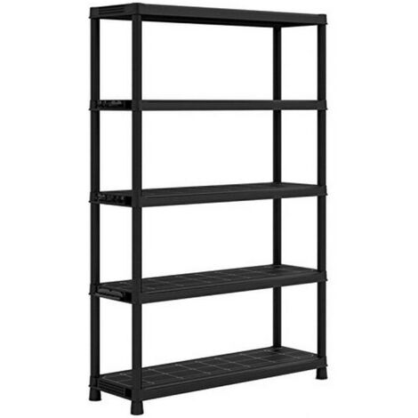 Étagère en plastique noir 120 x 40 x 187 cm – Rayonnage 5 niveaux – Charge maximale 120 kg – Montage sans outils – ABM