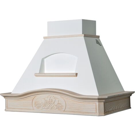 Hotte aspirante DÉSIRÉE en inox blanc et structure en bois avec incrustation couleur corde 120 cm