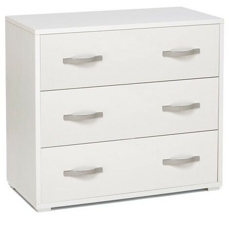 Commode de chambre 3 tiroirs Blanc en bois mélaminé 91x45xH 81 cm (1/5)