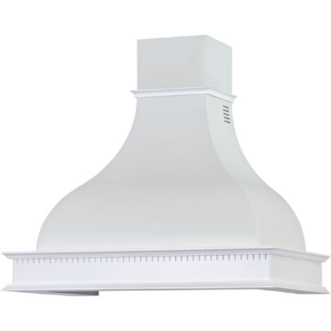 Webmarketpoint – Hotte décorative rustique blanche 120 cm – Cadre en bois marqueté – Débit 224 m3/h – Niveau sonore 54 dB – Éclairage LED 2-3W