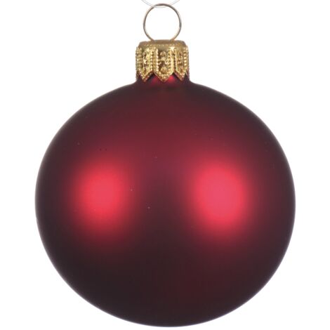 Boule de Noël rouge foncé mat Ø6 cm (1/2)