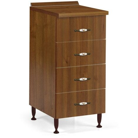 Commode pour cuisine bois mélaminé 4 tiroirs noyer antique cm H 85x50x40