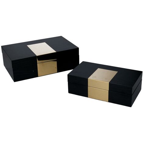 Boîte en bois rectangulaire noire 1-2 cm31x20h10 (1/5)