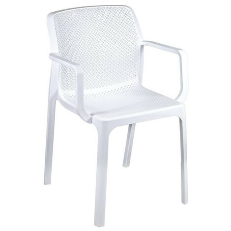 Chaise De Jardin En Polypropylène Avec Accoudoirs Blanc Dalian 46.5X53.5X H55 Cm (1/5)