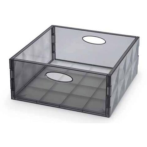 Boîte en cristal gris transparent H 14x31x31 cm (1/2)