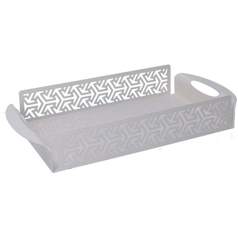 Plateau rectangulaire en métal flèche blanche cm41x20h6,5 (1/5)