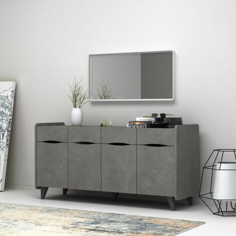 Buffet moderne en ciment avec pieds hauts avec tiroirs cm 140 x 45 x 72 H (1/5)