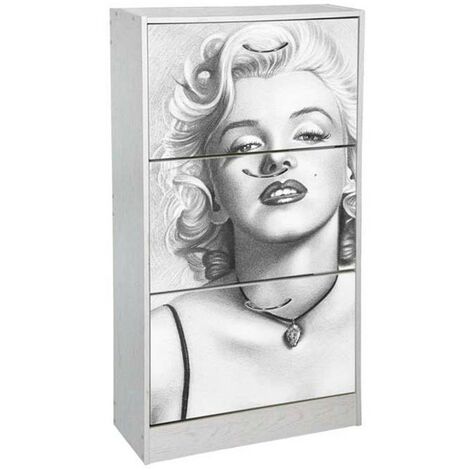 Etagère à chaussures blanche double rabat 63 x 24 x 120 cm pop star (1/2)