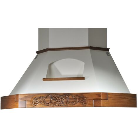 Webmarketpoint – Hotte décorative d'angle 100x100 cm – Cadre en bois couleur tabac – Éclairage LED – Débit 224 m3/h – Classe C – Niveau sonore 54 dB