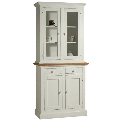 Vitrine 2 portes laquée blanc shabby chic 95x47x200H