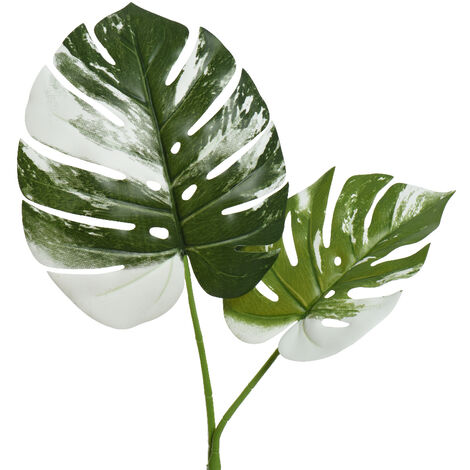 Fleur verte artificielle en polyester avec tige (1/5)