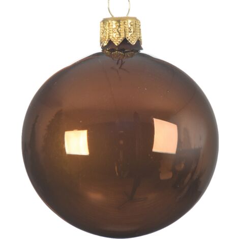 Boule de Noël brillante cannelle Ø8 cm