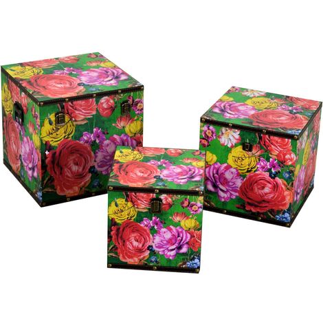 Boîte en éco-cuir 1-3 carré multicolore cm30,5x30,5h30,5 (1/5)