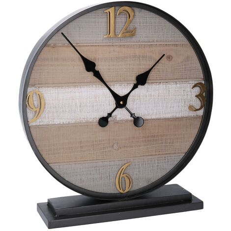 Horloge de table en métal et bois cm43,9x11,9h48 (1/5)