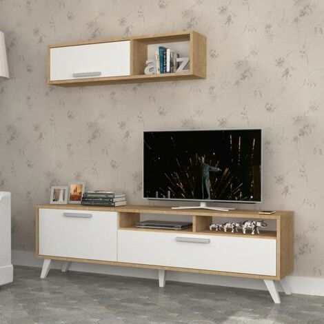 Meuble TV Slim D2306TV180M109 chêne blanc 180x35x47h (1/5)