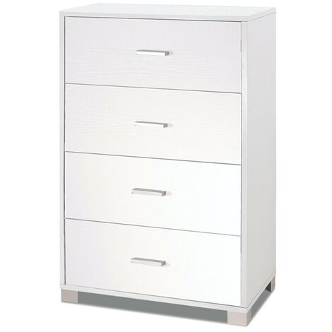 Commode à quatre tiroirs Frêne Blanc 70x41x h112 cm
