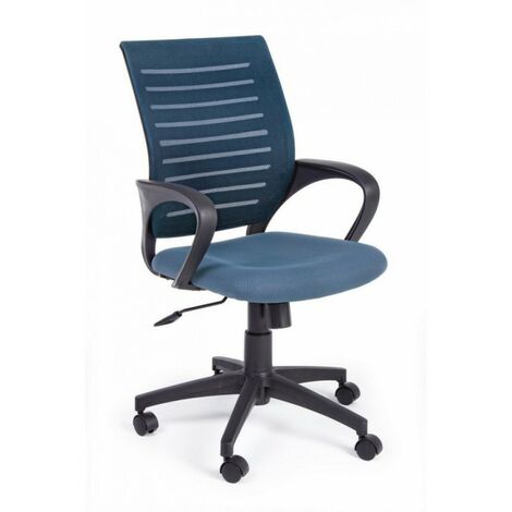 Chaise de bureau bleue avec roues et accoudoirs (1/5)