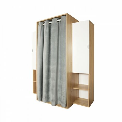 Armoire en chêne avec portes et portemanteau pour cabine ou chambre (1/5)