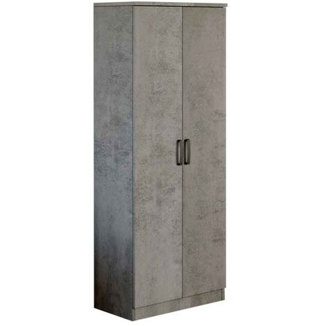 Meuble à chaussures polyvalent gris ciment avec deux portes et 6 étagères h.182x71x38 cm (1/3)