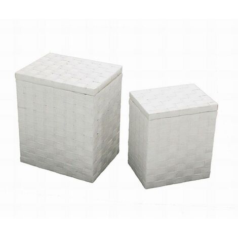Panier en papier blanc 1-2 avec doublure rectangulaire 45x35x54cm (1/5)