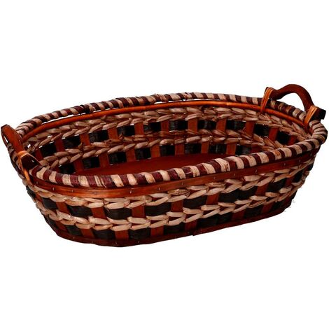 Panier de tissage en osier crème de noix ovale cm55x43h13 (1/5)