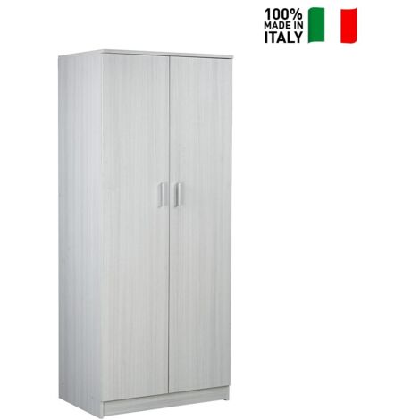 Penderie Compacte En Bois Avec 2 Compartiments Et Tringle - Gris Béton, 100 X 32,5 X 35 Cm, Pour Chambre, Salle De Bain Ou Entrée