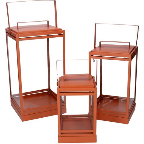 Lanterne métal orange 1-3 cm18x18h36,3-42,5 (1/5)