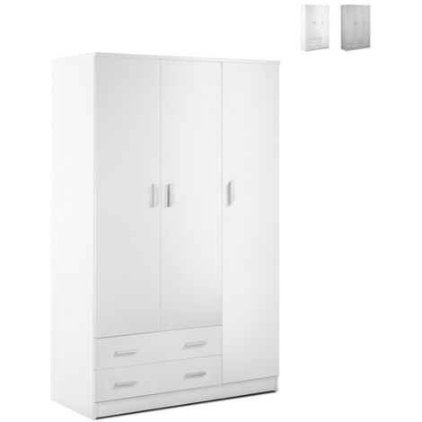 Armoire trois portes avec deux tiroirs Blanc 115x52x h180 cm
