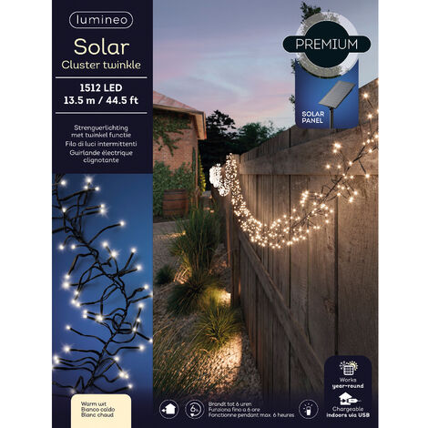 Luces solares en racimo con 8 funciones de efecto parpadeante L 1400 cm