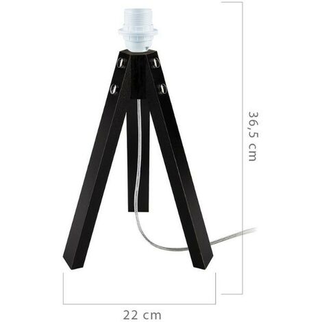 Tosel Lampe De Chevet Trépied Bois Naturel Et Gris Beige - Maison