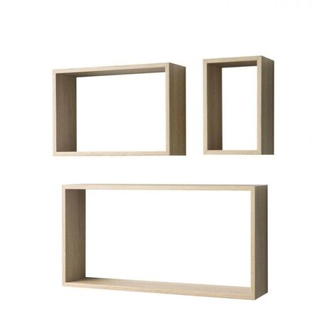 Lot de 3 étagères murales Shelvy Rec forme rectangulaire couleur chêne Sonoma (1/2)