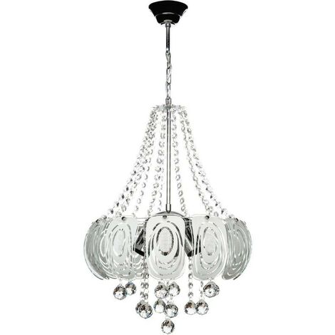 Yon MDL3973 plafonnier argenté décoré de pierres effet verre et cristal (1/5)