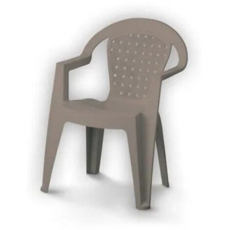 Fauteuil de jardin empilable en résine 100% recyclable – Résistant aux taches, au froid et au soleil – Coloris gris tourterelle (1/2)