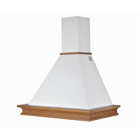 Webmarketpoint – Hotte décorative rustique blanche 60 cm – Cadre en bois noyer – Éclairage LED 2-3W – Débit 224 m3/h – Niveau sonore 54 dB(A) – Classe C